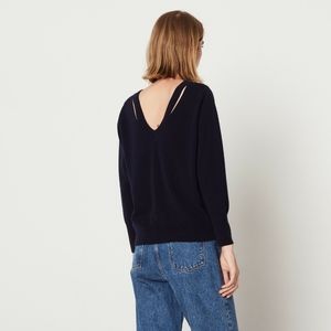 SANDRO PARIS Tigre Cashmere-Blend Navy Sweater M